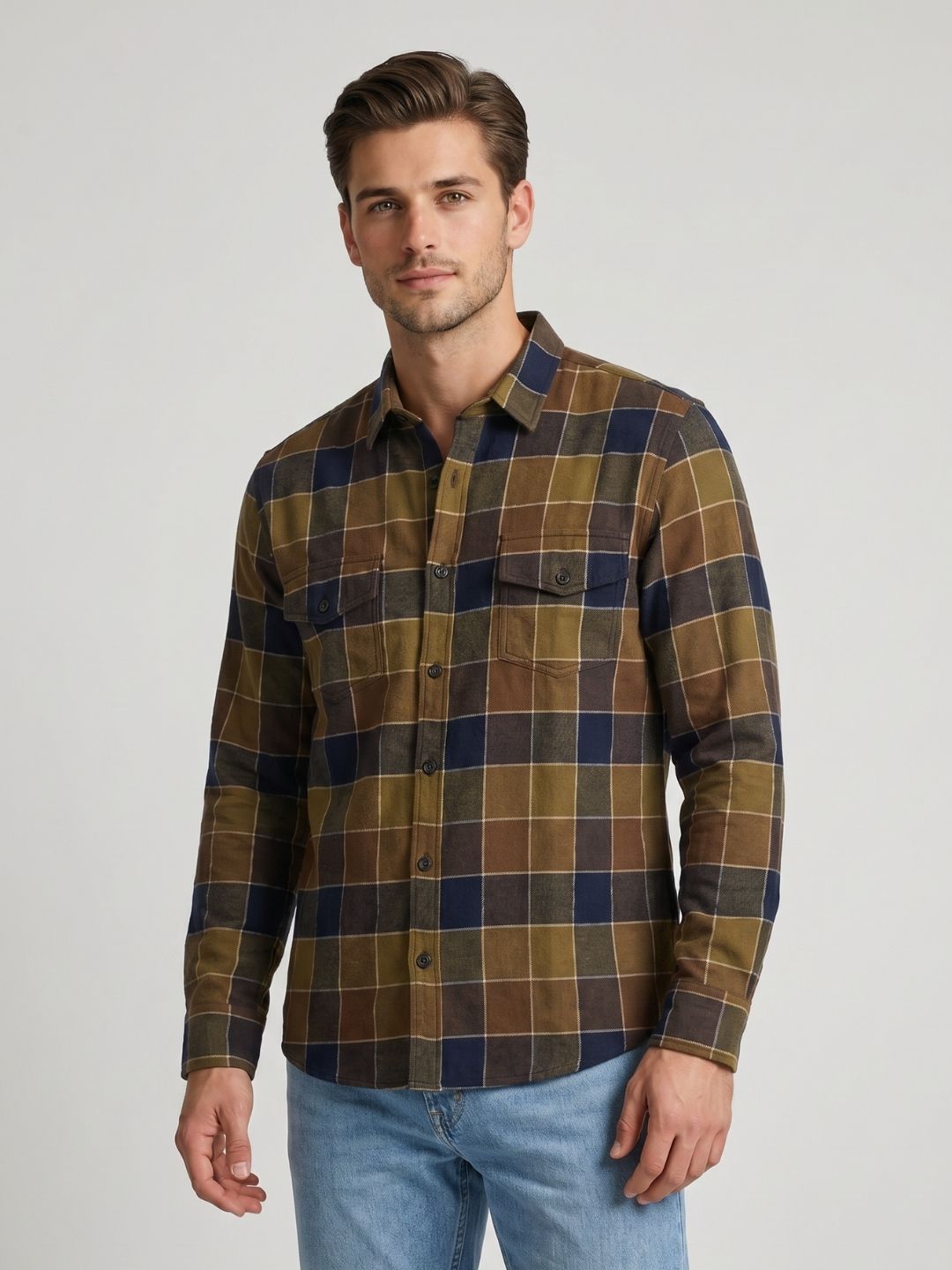 Mokajodi Men's Slim Fit Checks Regular Shirt