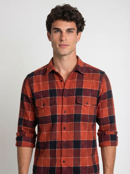 Mokajodi Men's Slim Fit Checks Regular Shirt