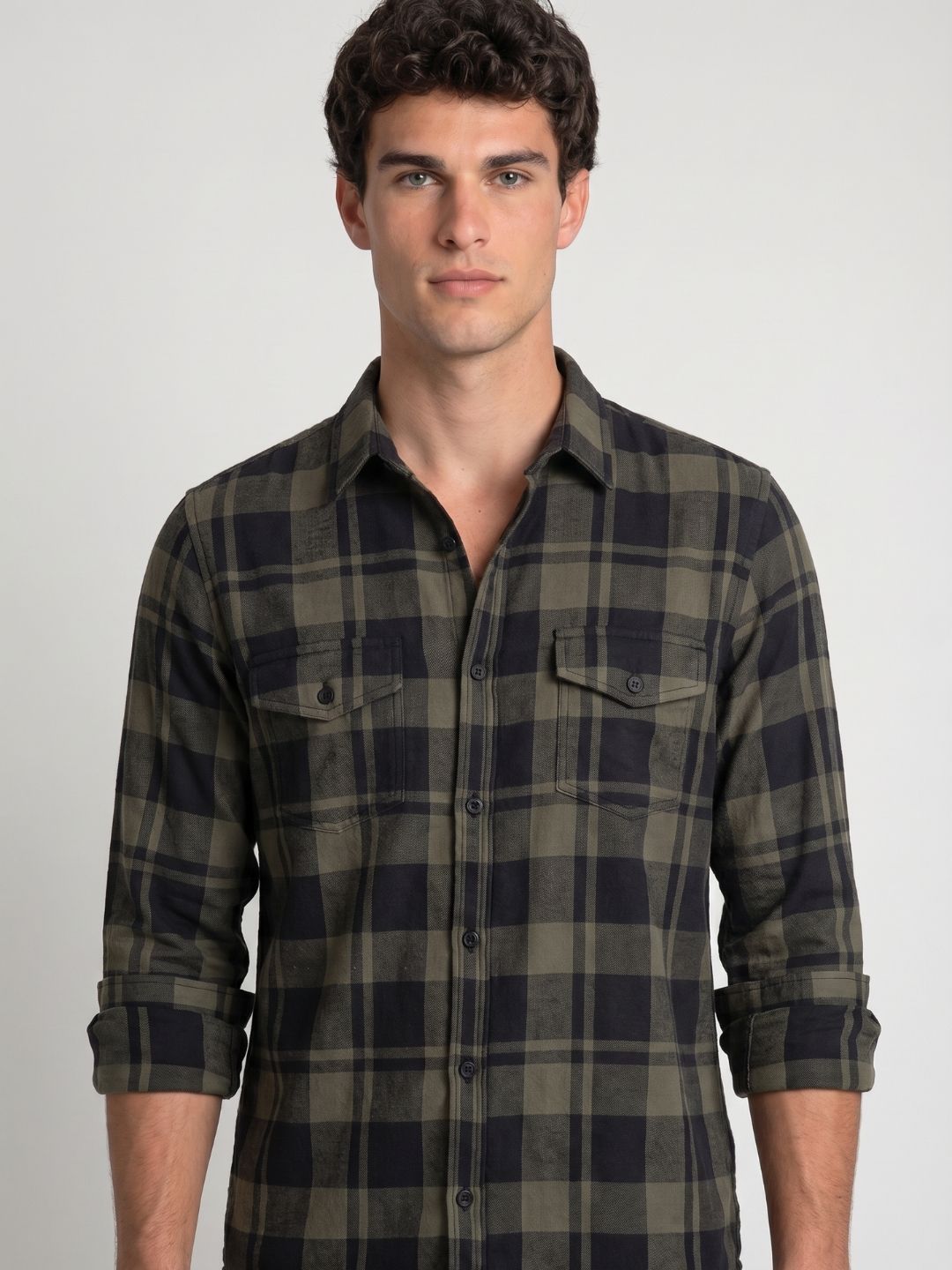 Mokajodi Men's Slim Fit Checks Regular Shirt