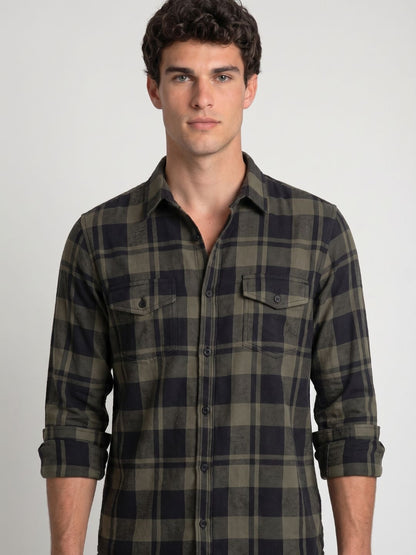 Mokajodi Men's Slim Fit Checks Regular Shirt