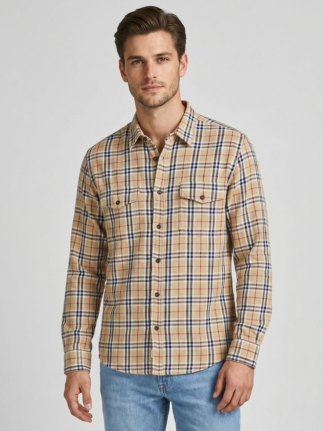Mokajodi Men's Slim Fit Checks Regular Shirt