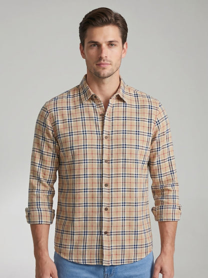 Mokajodi Men's Slim Fit Checks Regular Shirt