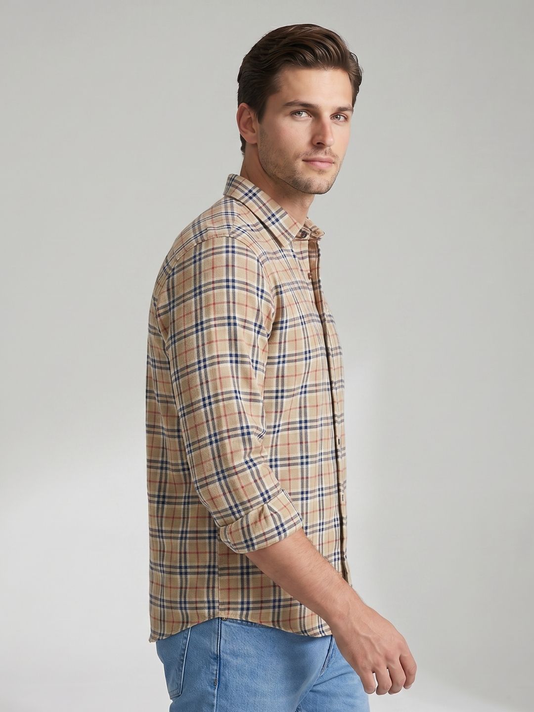 Mokajodi Men's Slim Fit Checks Regular Shirt