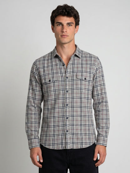 Mokajodi Men's Slim Fit Checks Regular Shirt