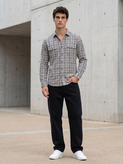 Mokajodi Men's Slim Fit Checks Regular Shirt