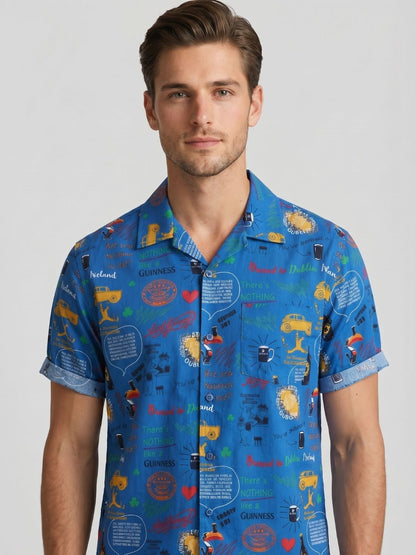 Mokajodi Men's Relaxed Printed Cuban Collar Shirt