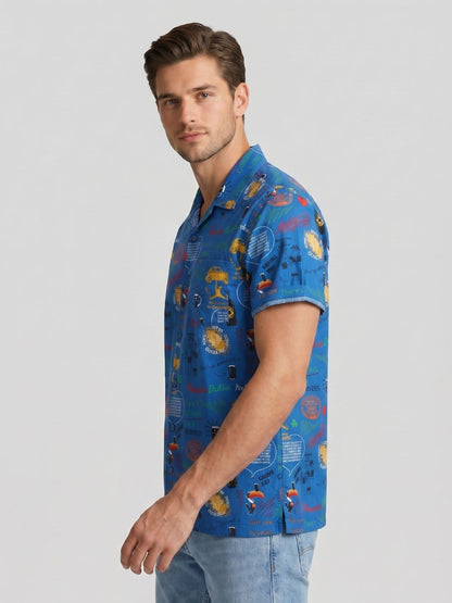 Mokajodi Men's Relaxed Printed Cuban Collar Shirt