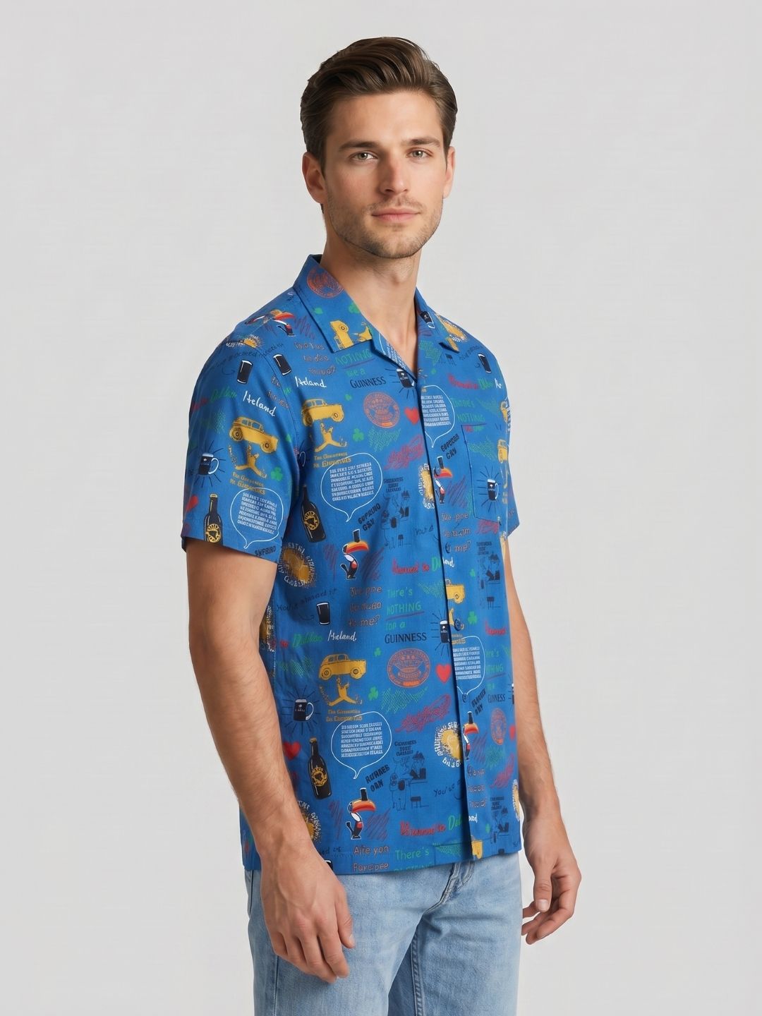 Mokajodi Men's Relaxed Printed Cuban Collar Shirt