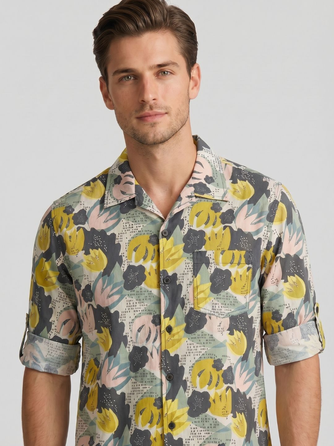 Mokajodi Men's Relaxed Printed Cuban Collar Shirt