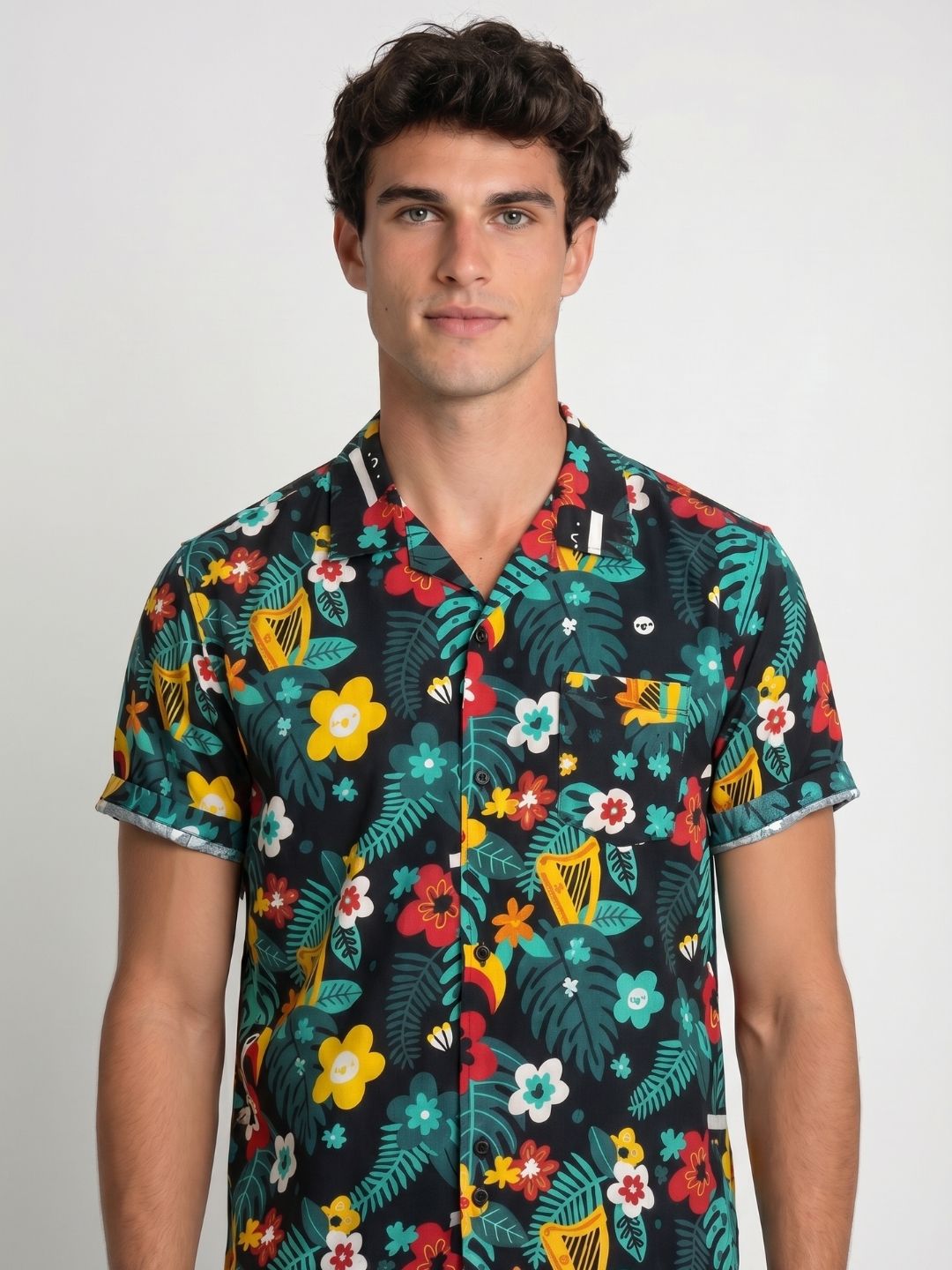 Mokajodi Men's Relaxed Printed Cuban Collar Shirt
