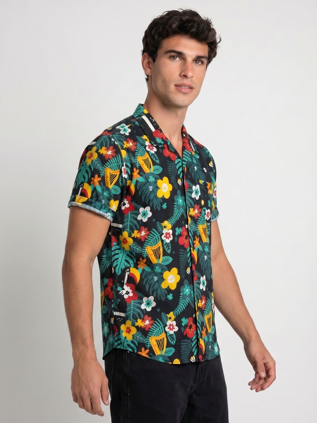 Mokajodi Men's Relaxed Printed Cuban Collar Shirt