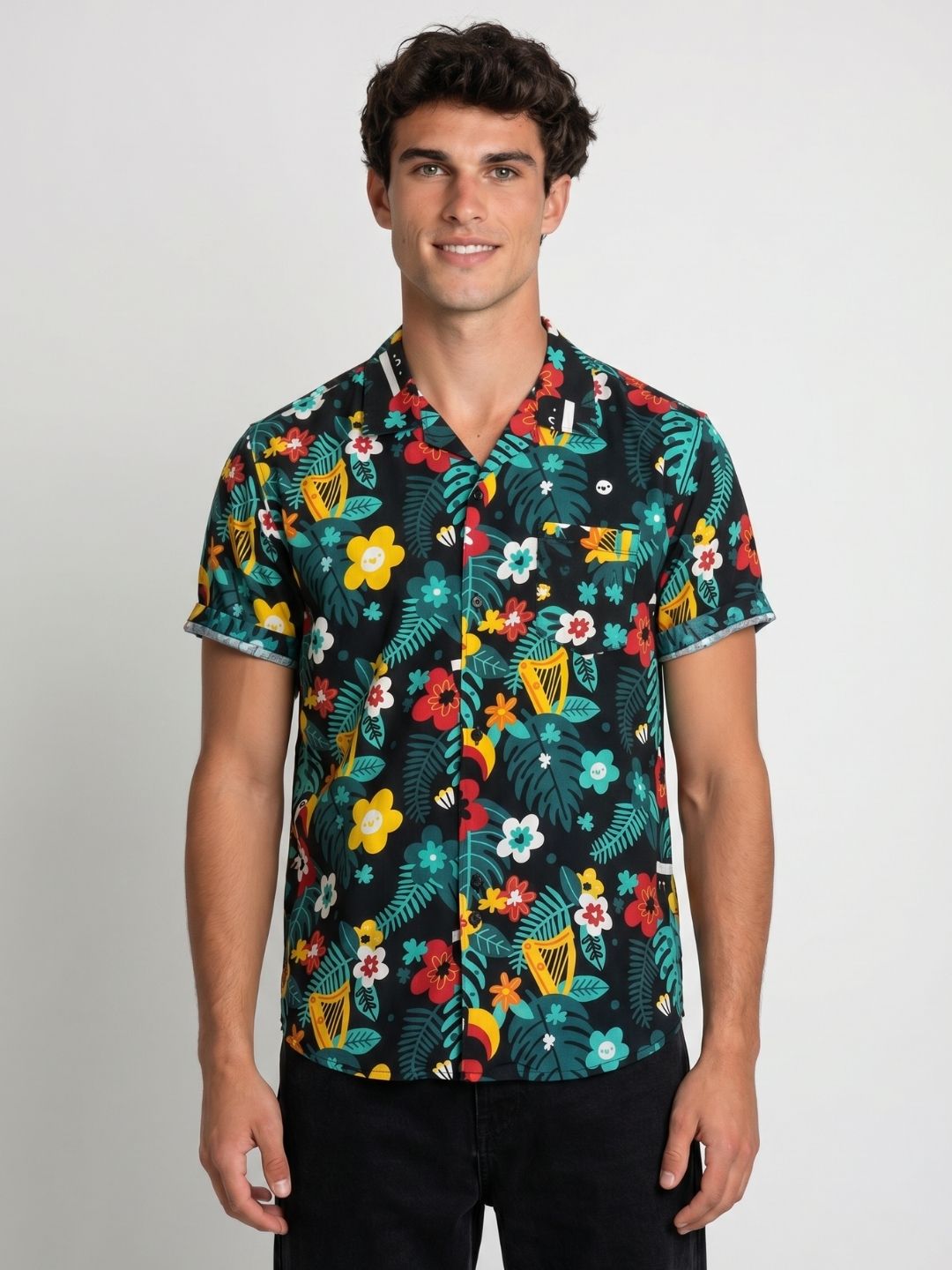 Mokajodi Men's Relaxed Printed Cuban Collar Shirt