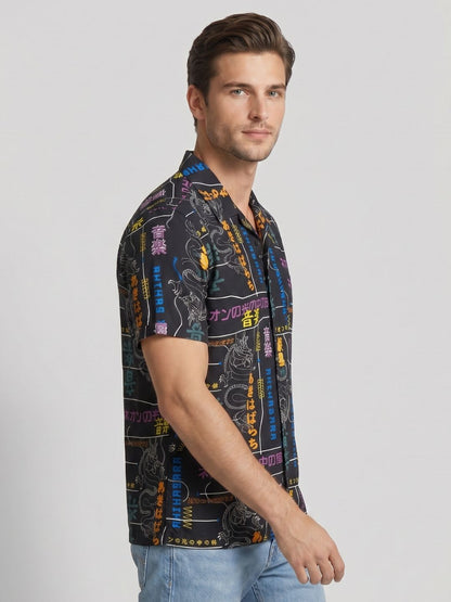 Mokajodi Men's Relaxed Printed Cuban Collar Shirt