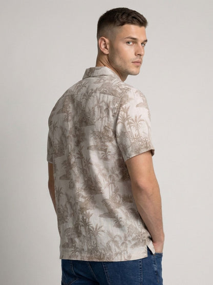 Mokajodi Men's Relaxed Printed Cuban Collar Shirt