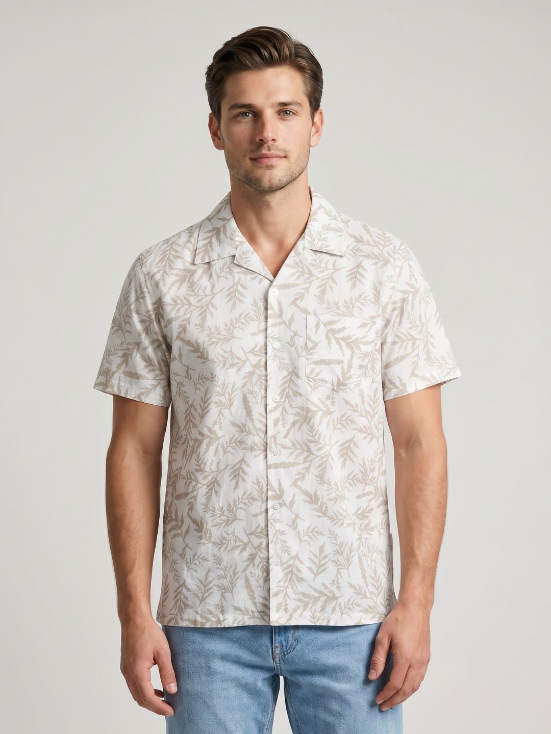 Mokajodi Men's Relaxed Printed Cuban Collar Shirt