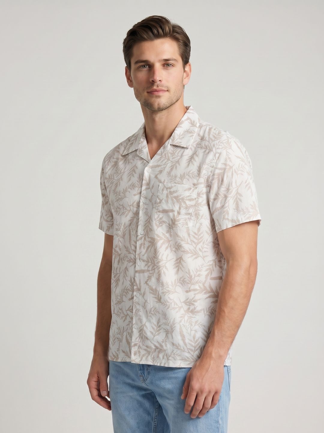 Mokajodi Men's Relaxed Printed Cuban Collar Shirt