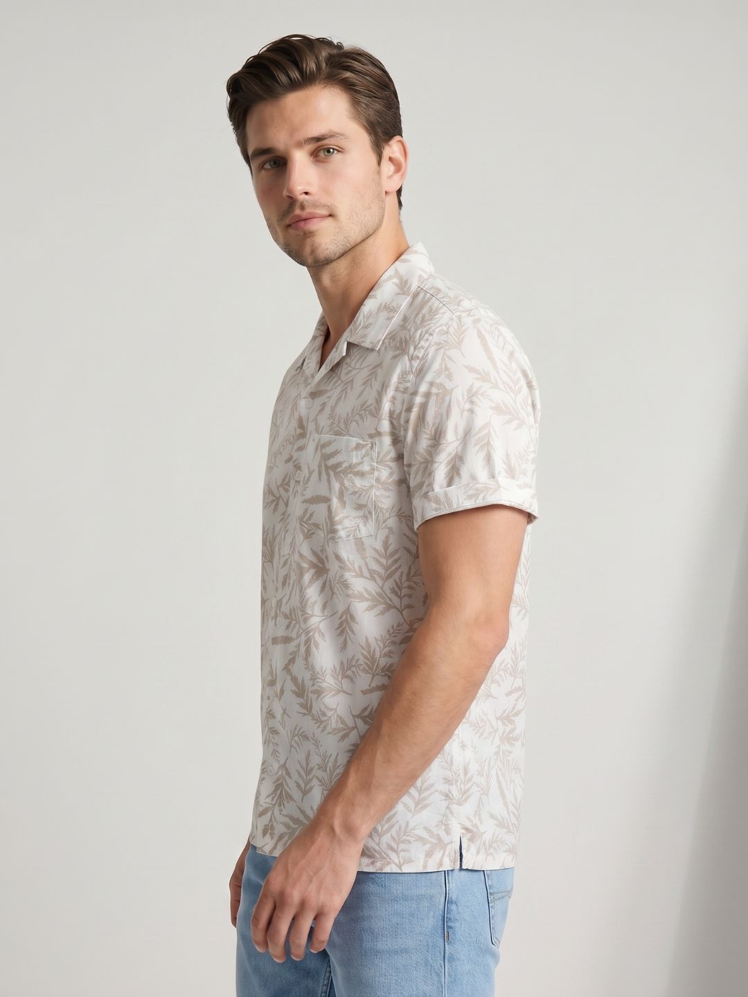 Mokajodi Men's Relaxed Printed Cuban Collar Shirt