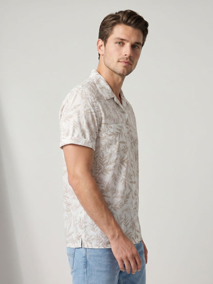 Mokajodi Men's Relaxed Printed Cuban Collar Shirt