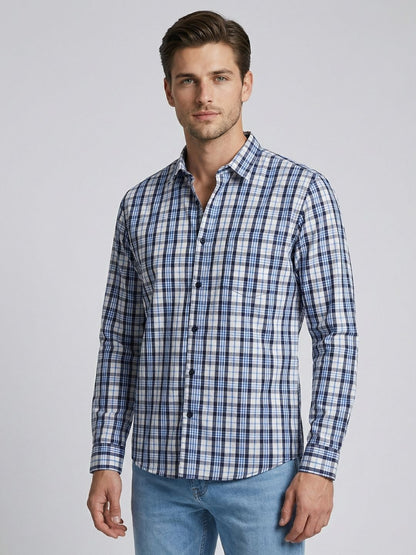 Mokajodi Men's Slim Fit Checks Regular Shirt