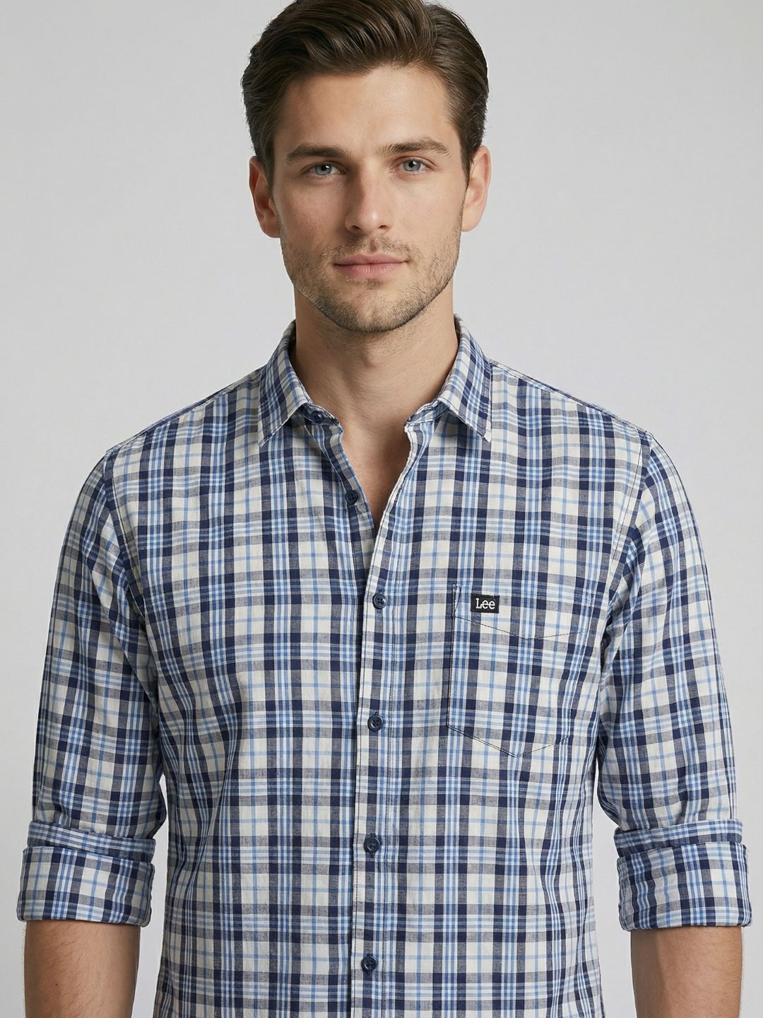 Mokajodi Men's Slim Fit Checks Regular Shirt
