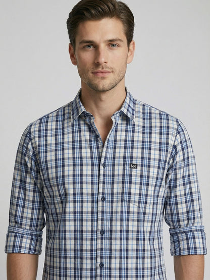 Mokajodi Men's Slim Fit Checks Regular Shirt