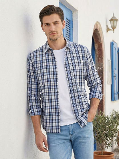 Mokajodi Men's Slim Fit Checks Regular Shirt