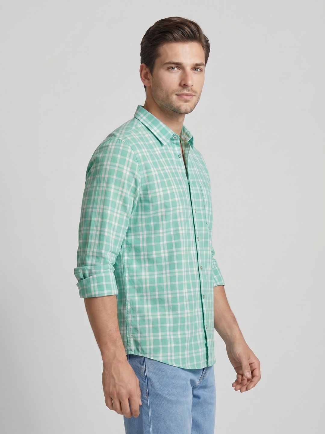Mokajodi Men's Slim Fit Checks Regular Shirt