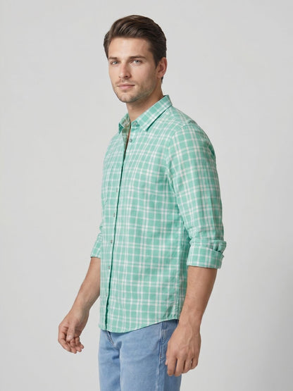 Mokajodi Men's Slim Fit Checks Regular Shirt
