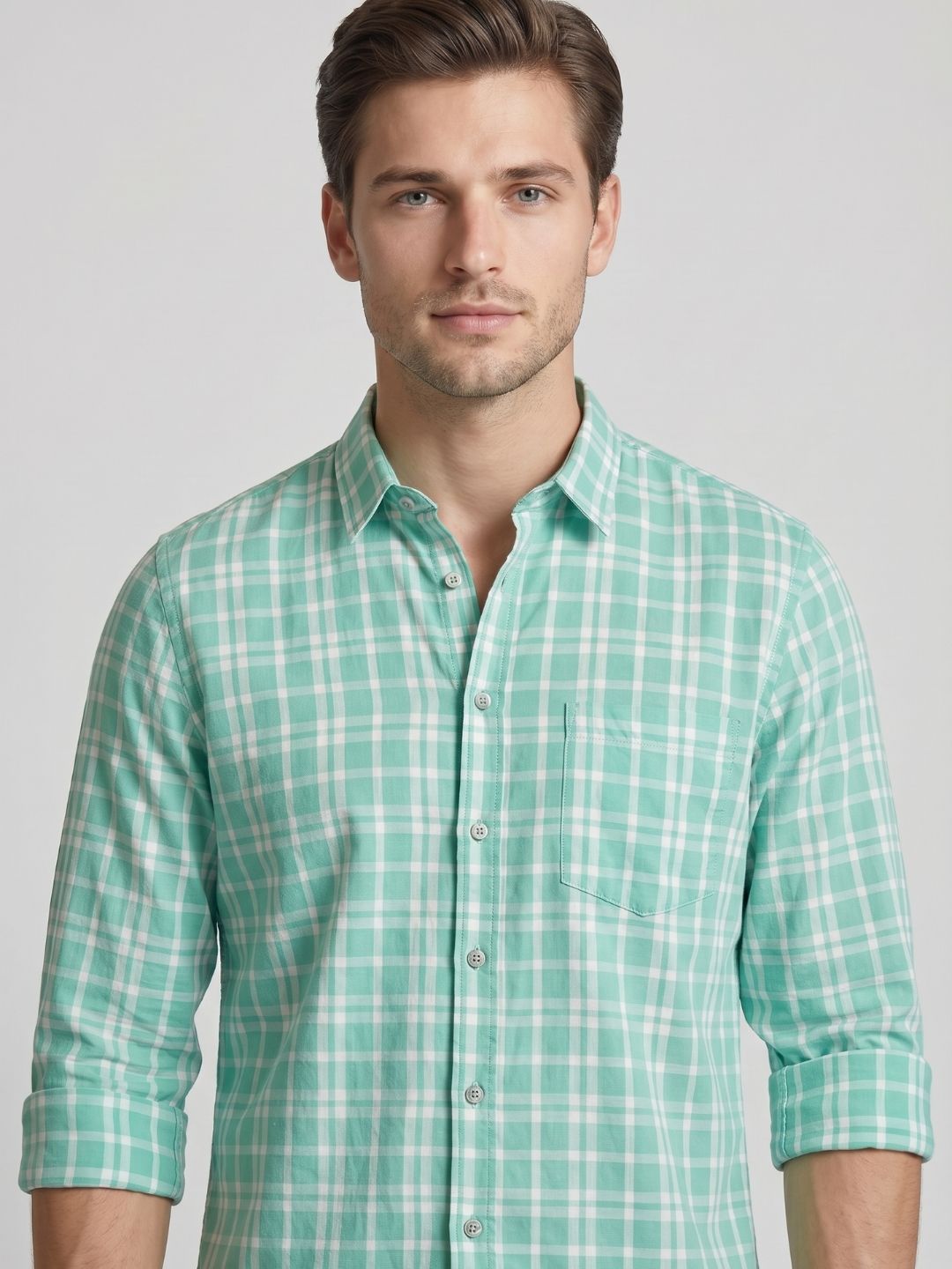 Mokajodi Men's Slim Fit Checks Regular Shirt