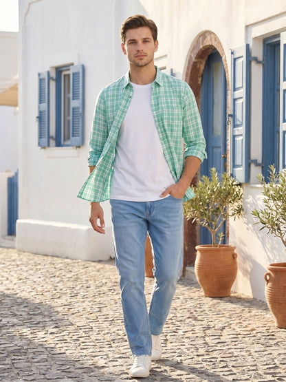 Mokajodi Men's Slim Fit Checks Regular Shirt