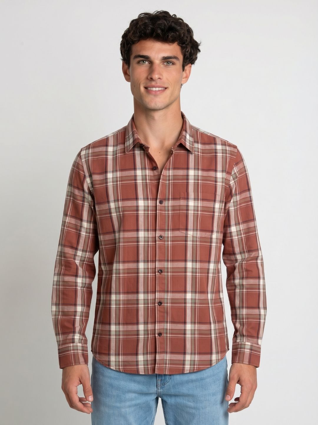 Mokajodi Men's Slim Fit Checks Regular Shirt