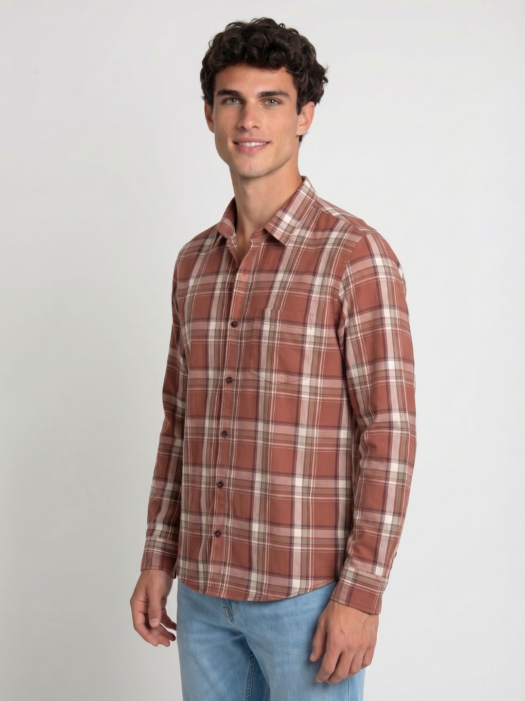 Mokajodi Men's Slim Fit Checks Regular Shirt