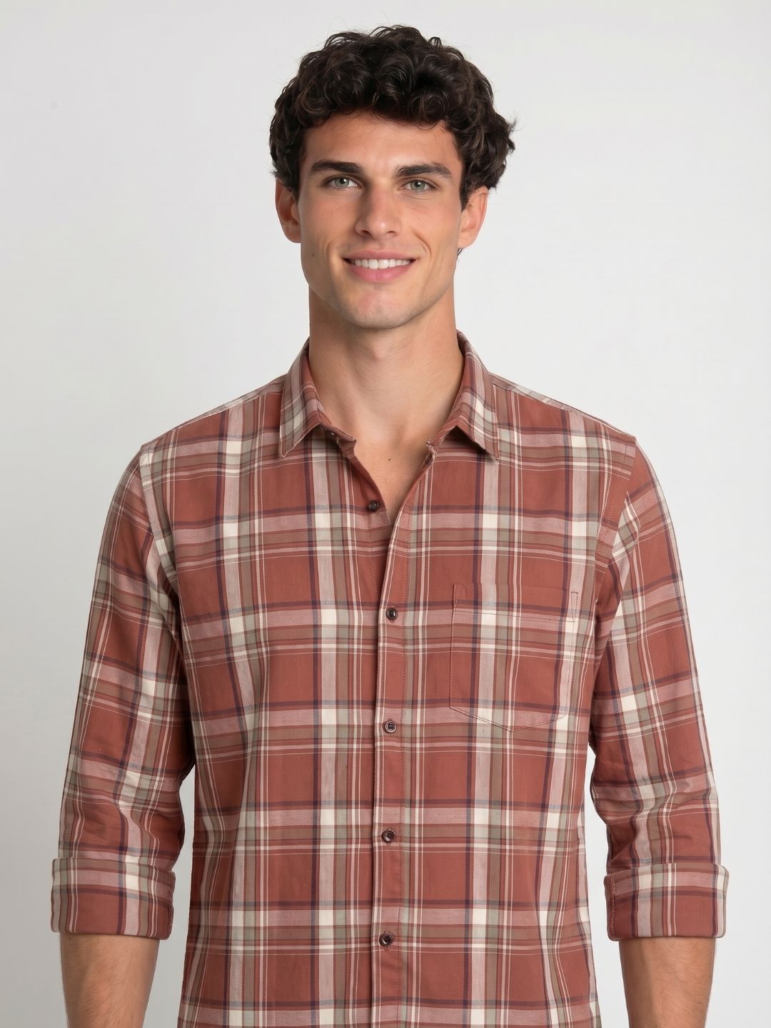 Mokajodi Men's Slim Fit Checks Regular Shirt