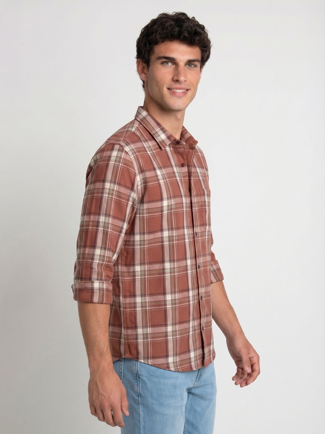 Mokajodi Men's Slim Fit Checks Regular Shirt