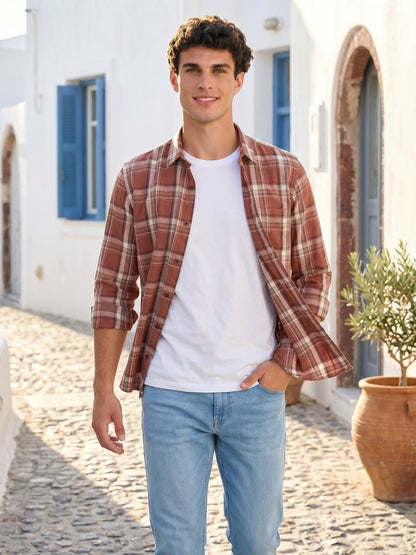 Mokajodi Men's Slim Fit Checks Regular Shirt