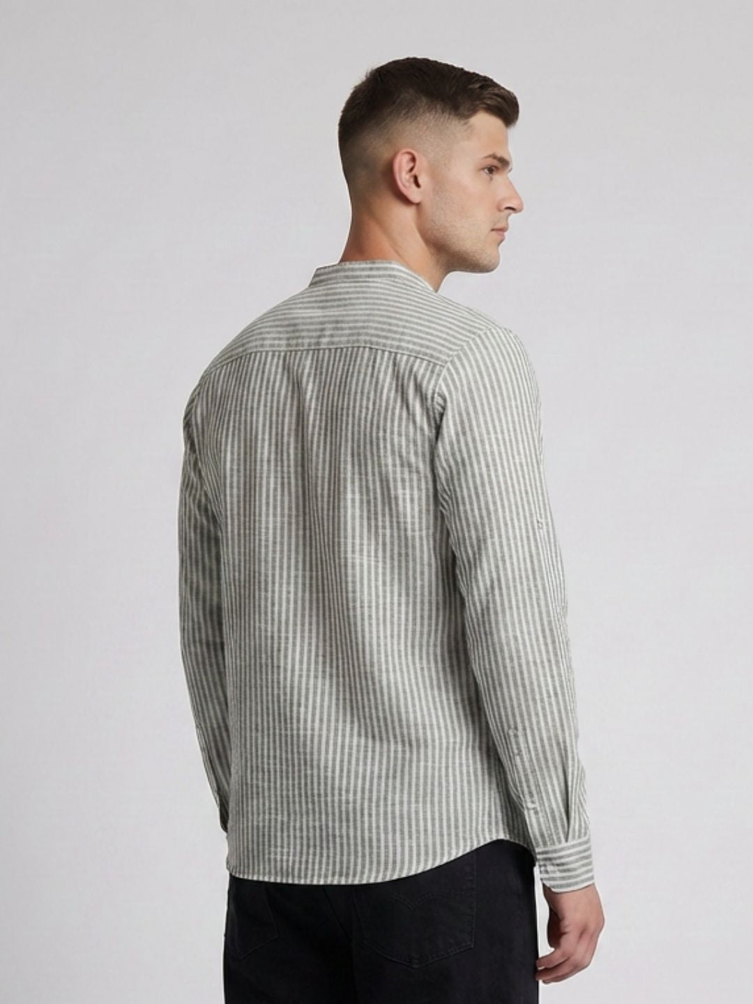 Mokajodi Men's Slim Fit Linen Chinese Shirt
