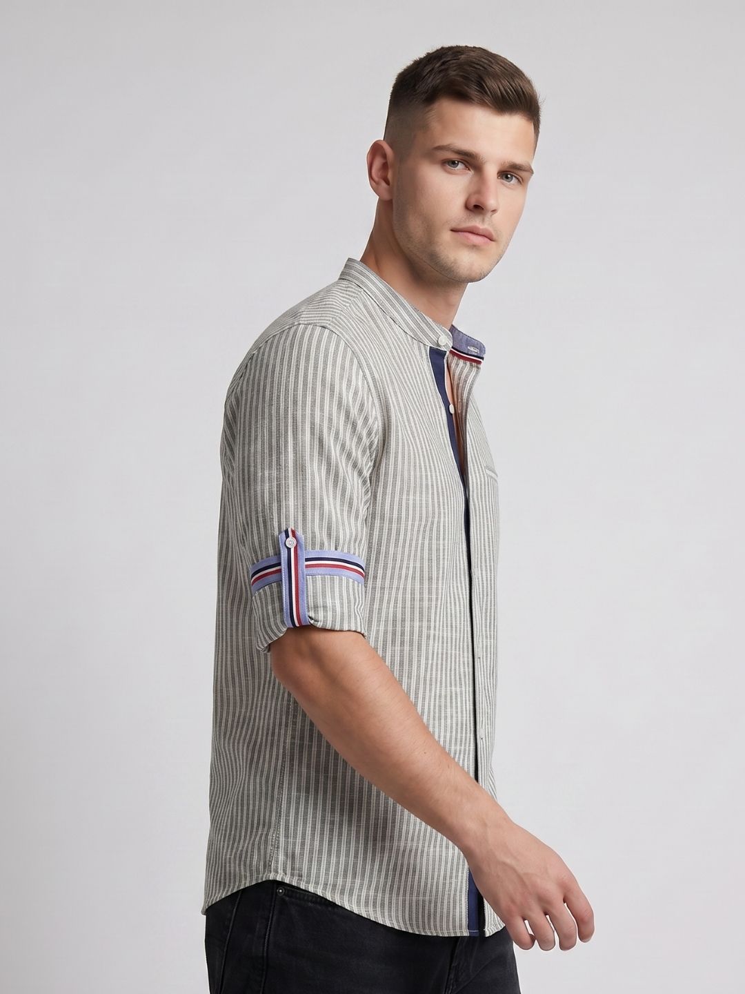 Mokajodi Men's Slim Fit Linen Chinese Shirt