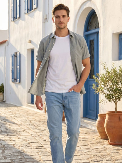 Mokajodi Men's Slim Fit Linen Regular Shirt