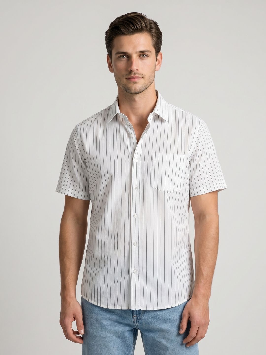 Mokajodi Men's Slim Fit Striped Regular Shirt