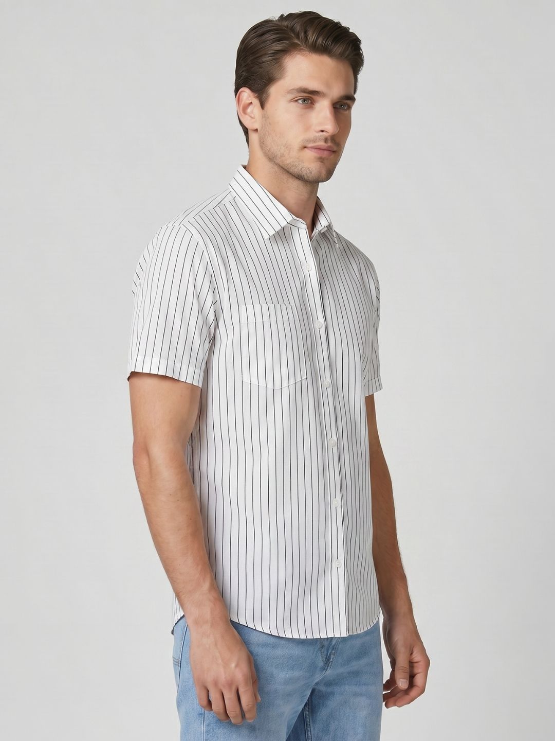 Mokajodi Men's Slim Fit Striped Regular Shirt