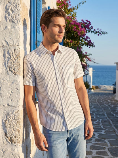 Mokajodi Men's Slim Fit Striped Regular Shirt