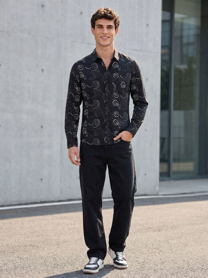 Mokajodi Men's Slim Fit Printed Regular Shirt