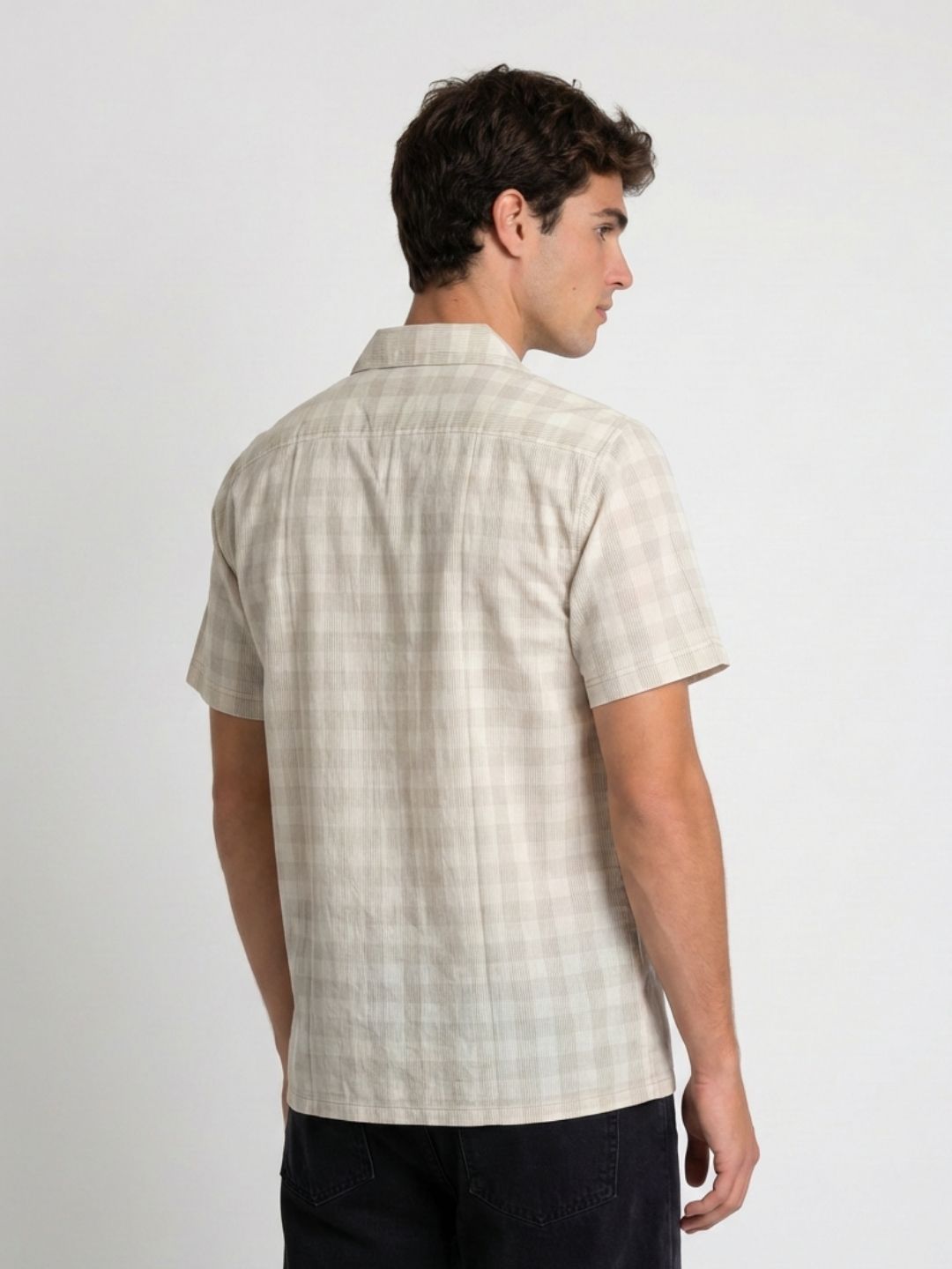 Mokajodi Men's Relaxed Checks Cuban Collar Shirt