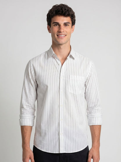 Mokajodi Men's Slim Fit Striped Regular Shirt