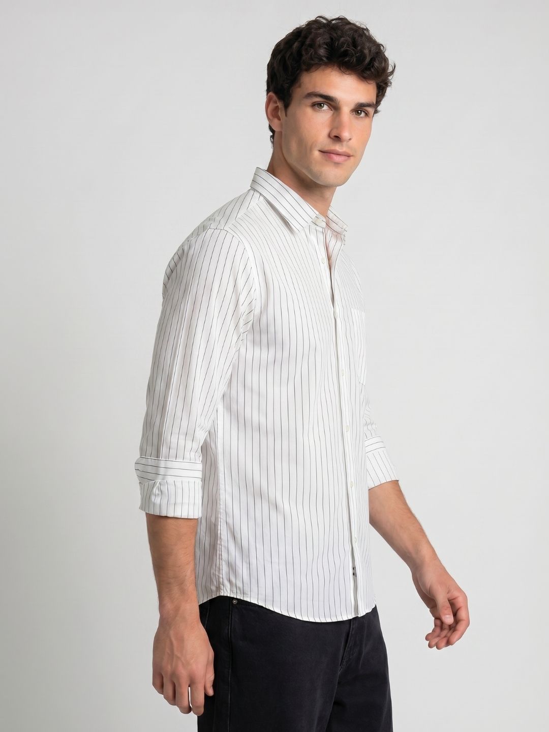 Mokajodi Men's Slim Fit Striped Regular Shirt