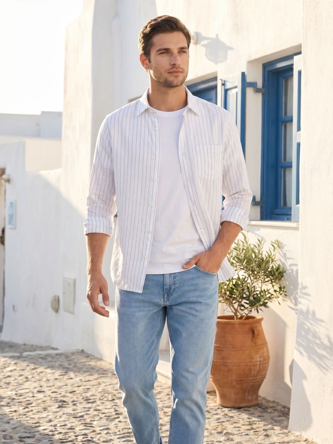 Mokajodi Men's Slim Fit Linen Regular Shirt