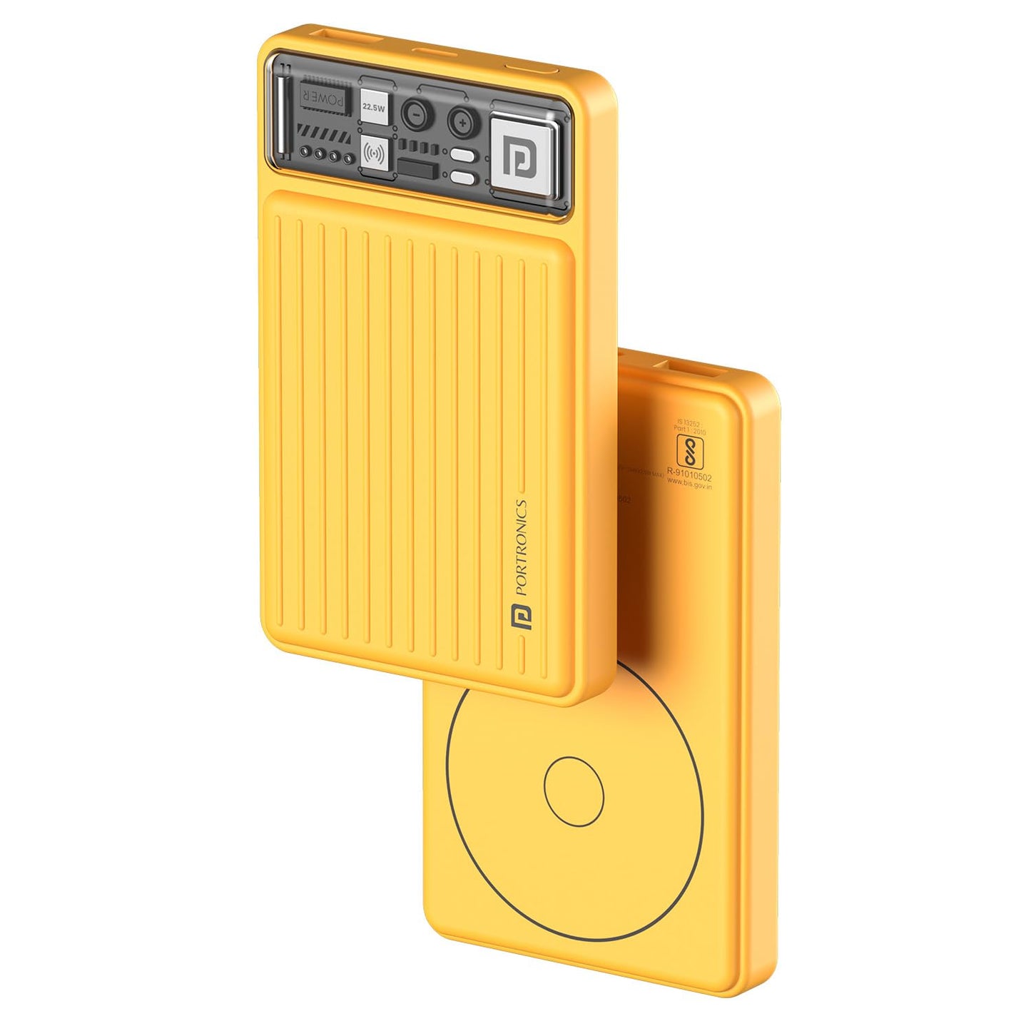 Luxcell Wireless Mini 10k 10000mAh 15W Magnetic Wireless Fast Charging Nano Power Bank with 22.5 Wired Output Compatible with iPhone 12 & Above & Other QI Enabled Devices (Yellow)