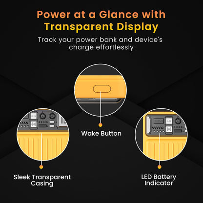 Luxcell Wireless Mini 10k 10000mAh 15W Magnetic Wireless Fast Charging Nano Power Bank with 22.5 Wired Output Compatible with iPhone 12 & Above & Other QI Enabled Devices (Yellow)