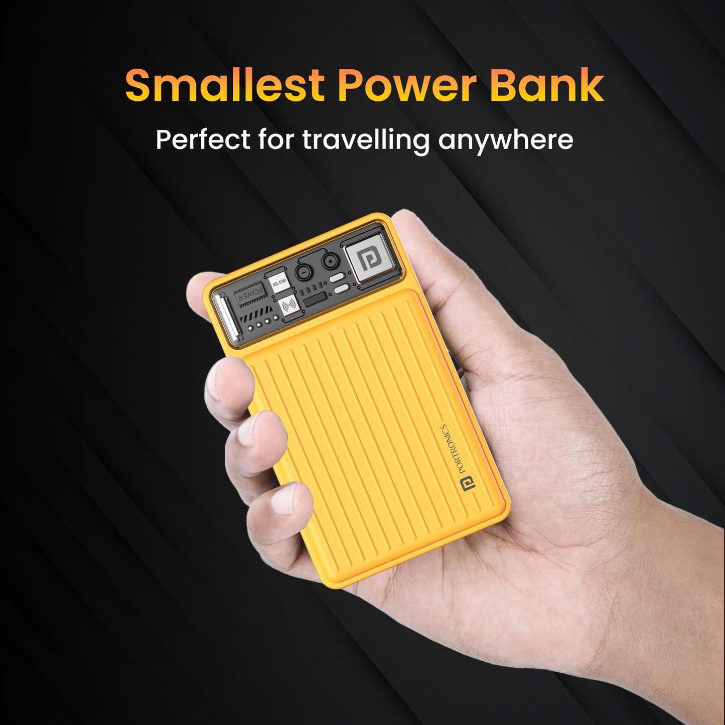 Luxcell Wireless Mini 10k 10000mAh 15W Magnetic Wireless Fast Charging Nano Power Bank with 22.5 Wired Output Compatible with iPhone 12 & Above & Other QI Enabled Devices (Yellow)
