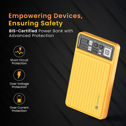 Luxcell Wireless Mini 10k 10000mAh 15W Magnetic Wireless Fast Charging Nano Power Bank with 22.5 Wired Output Compatible with iPhone 12 & Above & Other QI Enabled Devices (Yellow)